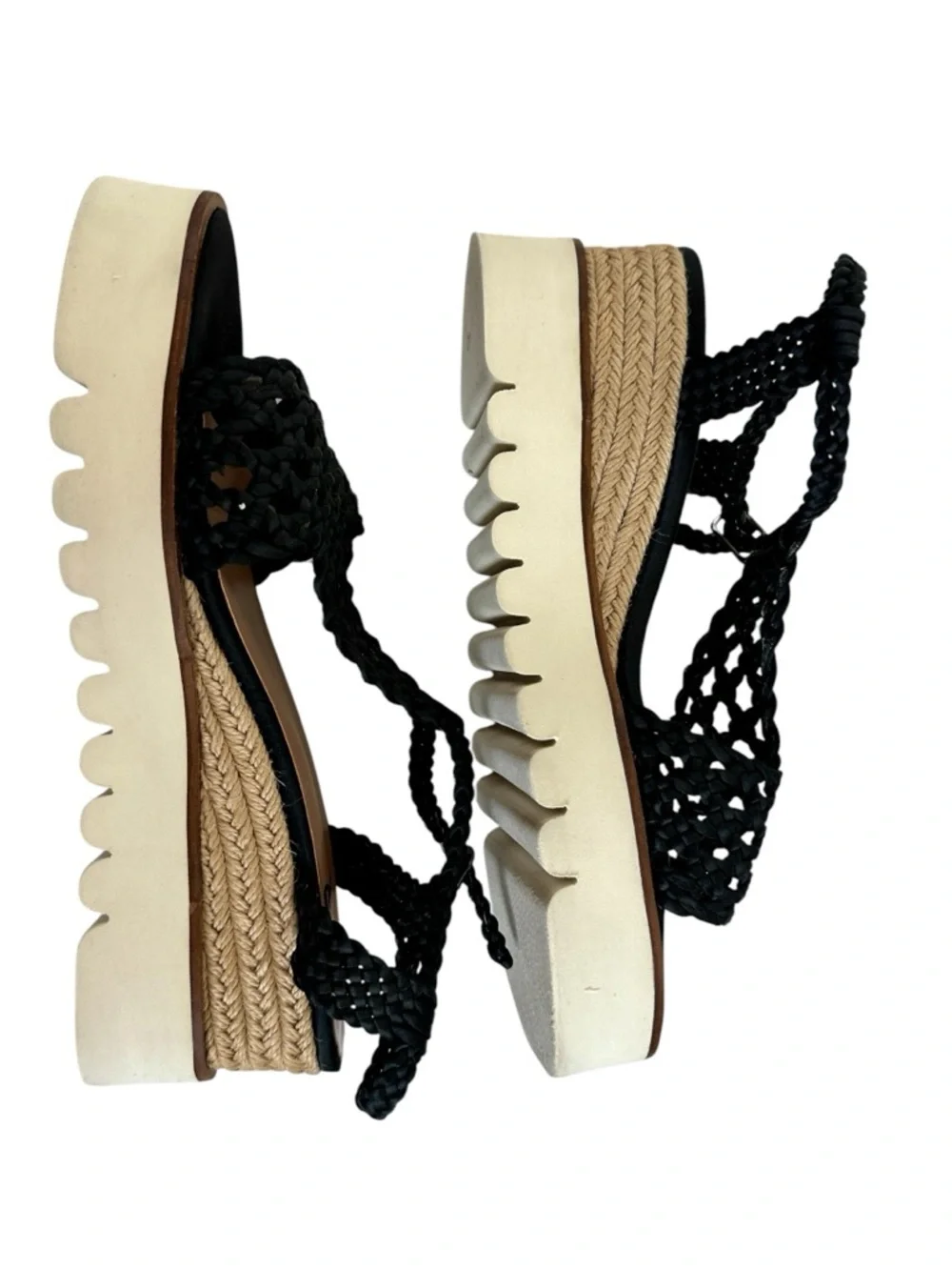Bibi Lou Ariel Woven Platform Sandals Black Braided Espadrille Size 40/9